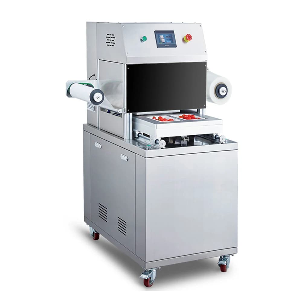 Macchina automatica per sottovuoto facile da usare per alimenti cotti, pasti pronti, pasta, vassoio per alimenti marini, confezione in carta di alluminio
