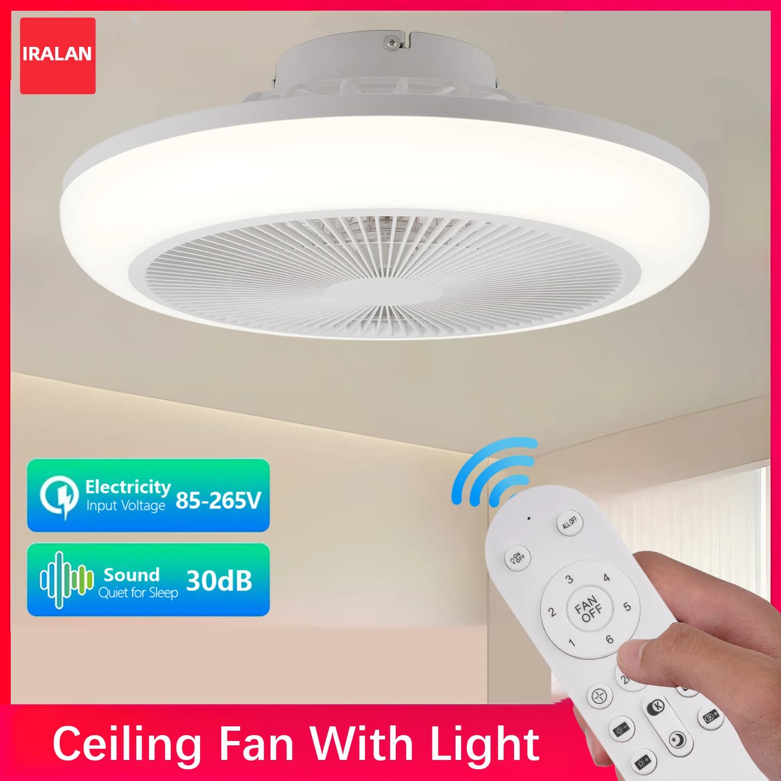 Modern Ceiling Fan with Light Sealed Household Cooling Electric Fan Safe and Energy-saving Dimmable Silent Ceiling Fan Lamp