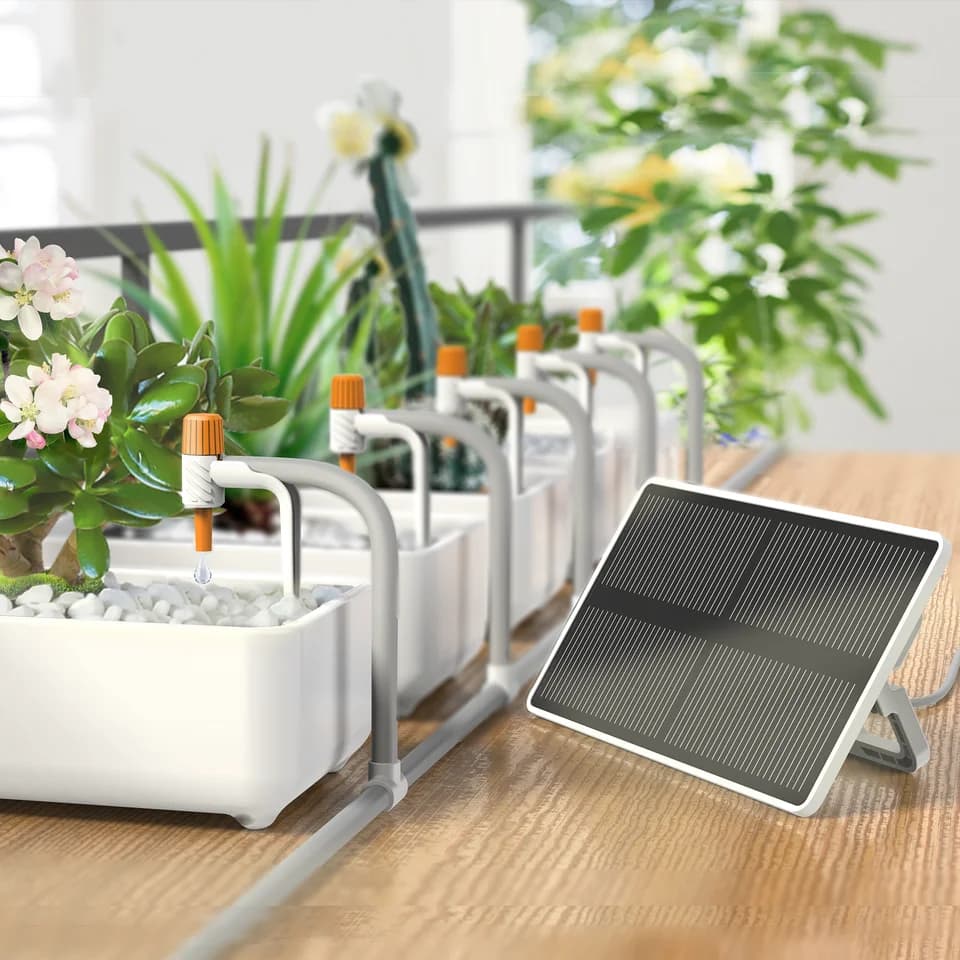 Pannello solare Impianto automatico per irrigazione automatica Gocciolatore fai-da-te Smart Irrigazione a goccia Timer per acqua Kit completo per giardino domestico interno