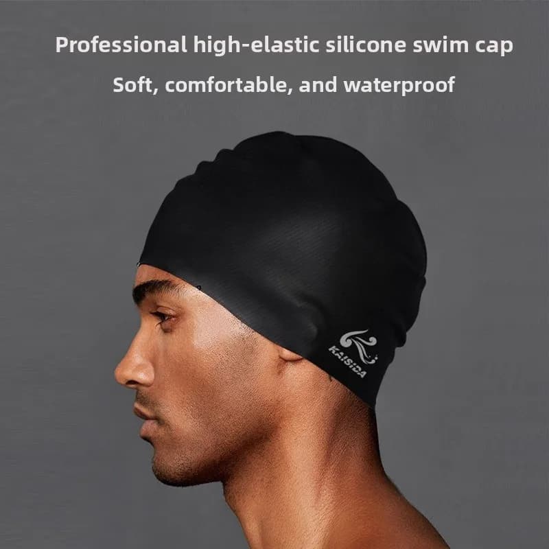 New large swimming hat, waterproof, silicone, anti-slip, with ear protection, for long hair, for man and woman