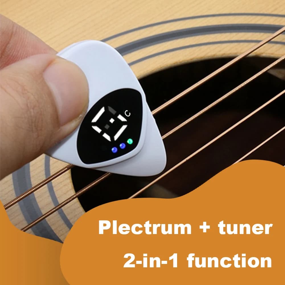 Plettri per chitarra portatili Accordatore per chitarra per chitarre acustiche Plettro per chitarra 2 in 1 Accordatore elettronico digitale Accessori per chitarra