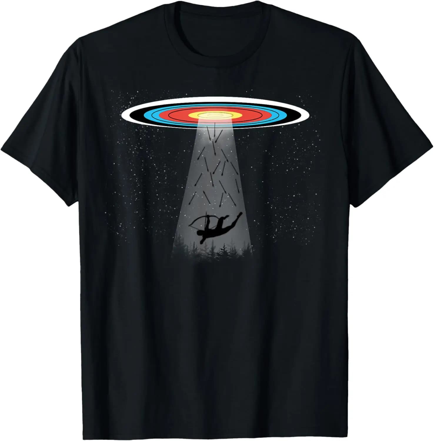 T-shirt con arco ricurvo tradizionale divertente tiro con l'arco Ufo