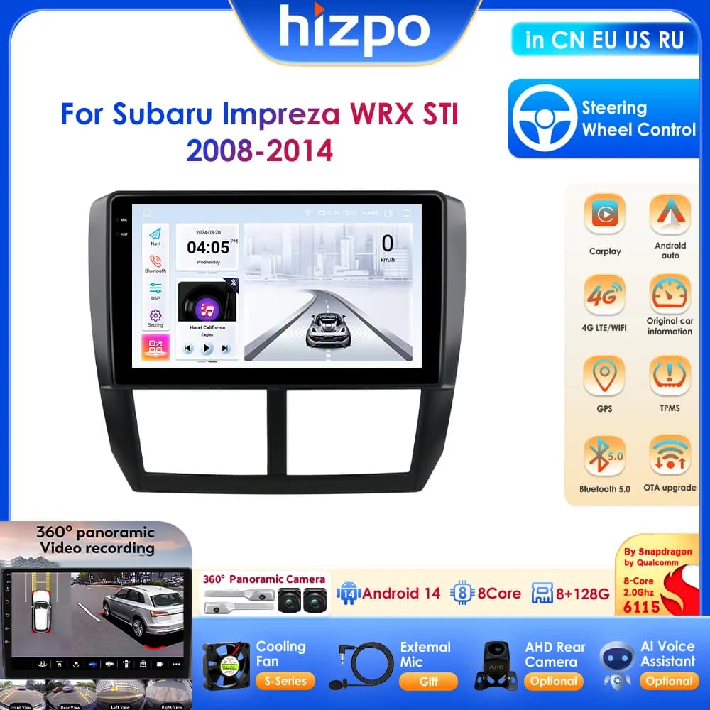 HIZPO 9" Carplay Andorid Car Stereo for Subaru Forester lmpreza WRX ST 2 Din Autoradio Multimedia Video Player GPS Navi DSP BT