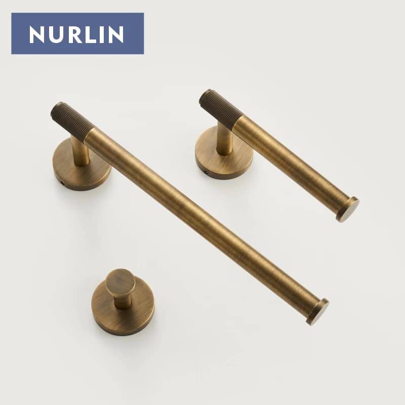 NURLIN Ottone Zigrinato Bronzo antico Hardware per il bagno Porta asciugamani Porta carta igienica Gancio da parete