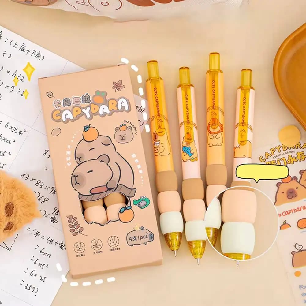 1-4 Pezzi Penne Gel a Pressione Lytwtw a Forma di Capibara e Panda, Regalo per Ufficio, Materiale Scolastico, Cancelleria Kawaii Divertente
