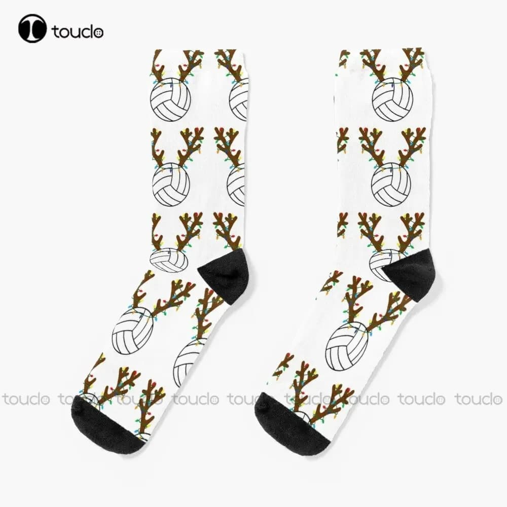 Calzini da pallavolo natalizi Calzini da donna personalizzati Calzini personalizzati personalizzati per adolescenti adulti unisex 360 ° Cartone animato con stampa digitale