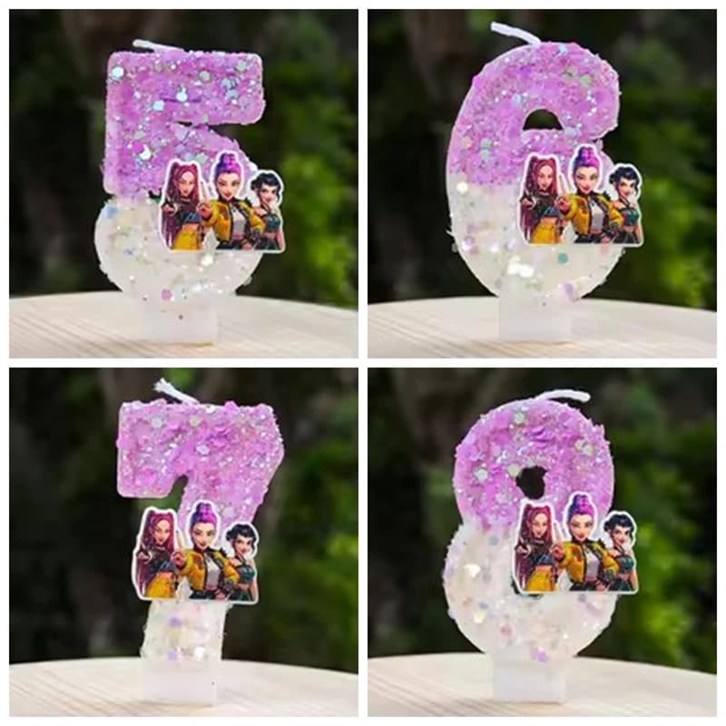 Hot Cute Girl Group Hunter's Digital Candle Numbers 0-9 Kids Birthday Cake Decoration Cartoon Party Supplies Accessory