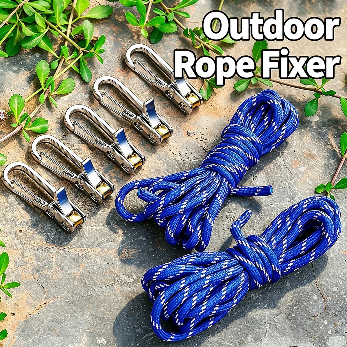 Rope Tightening Tool with Hooks Tensioner Retractable Tie Down Rope Self Locking for Camping Tent Hammock Moving Secure Fastener
