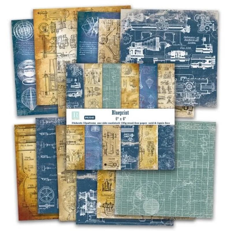 2023 nuovo fai da te stile blueprint Scrapbooking confezione di carta da 24 fogli fatti a mano carta artigianale sfondo pad 923