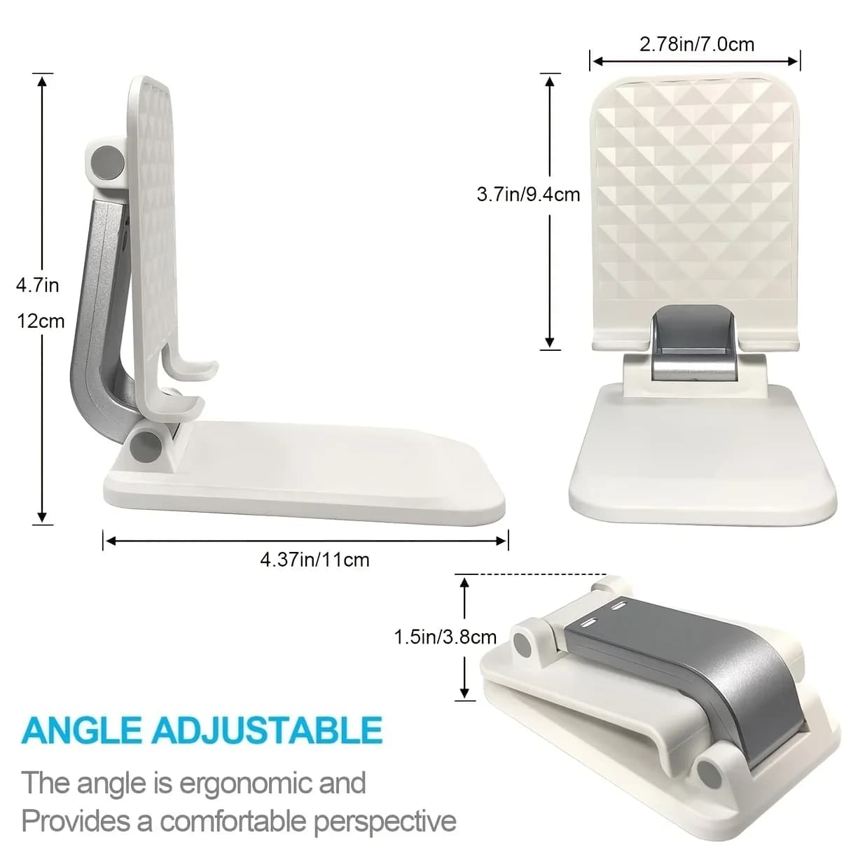 Supporto Pieghevole per Cellulare, Porta Telefono Regolabile Portatile da Scrivania, Compatibile con iPhone Samsung e Tutti gli Smartphone