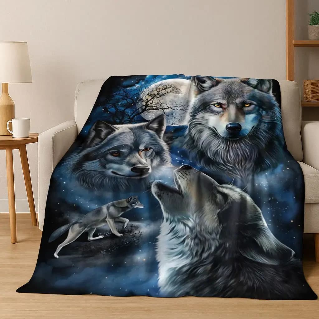 Coperta in flanella con disegno del lupo Fenrir della mitologia norrena, morbida e accogliente coperta per casa, camera da letto, divano, picnic, coperta per bambini