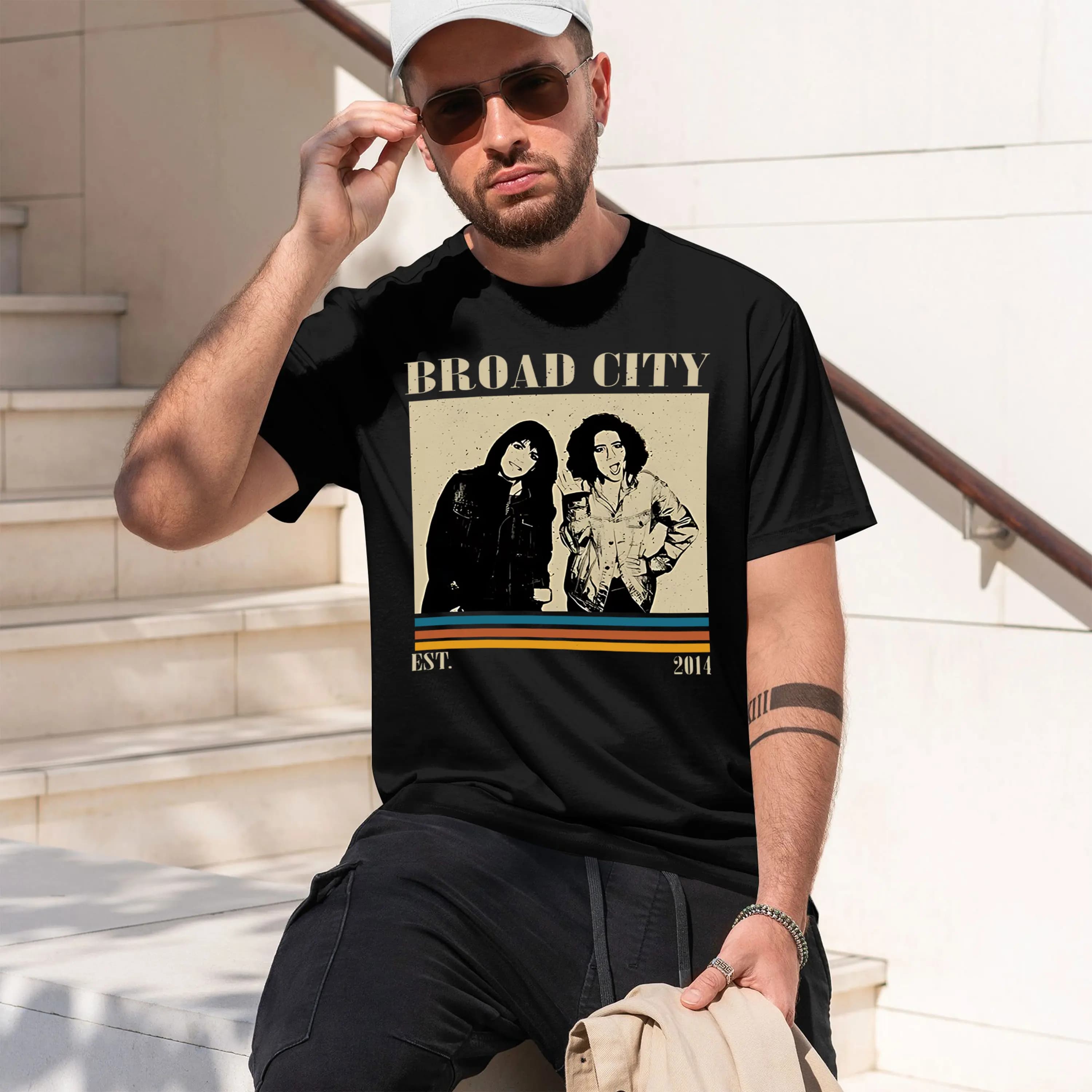 Logo Broad City, elegante e resistente con pannello posteriore in rete, perfetto per outfit casual, moda urbana, nuovo modello 2026, maglietta a maniche corte da uomo.