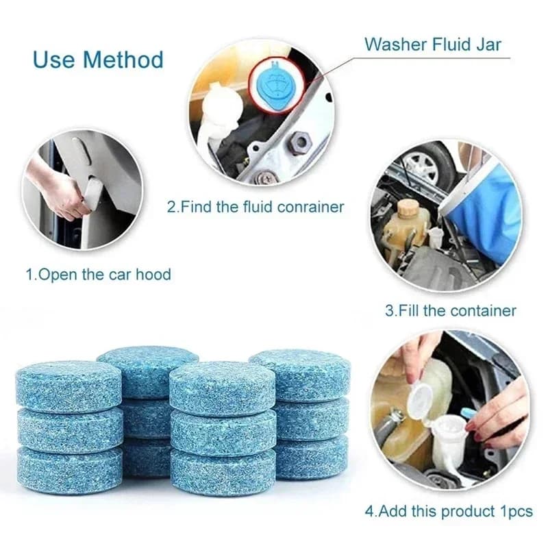 10/100pcs Car Windshield Washer Concentrated Clean Tablets Solid For Car Room Kitchen Window GlassToilet Cleaning Tablet