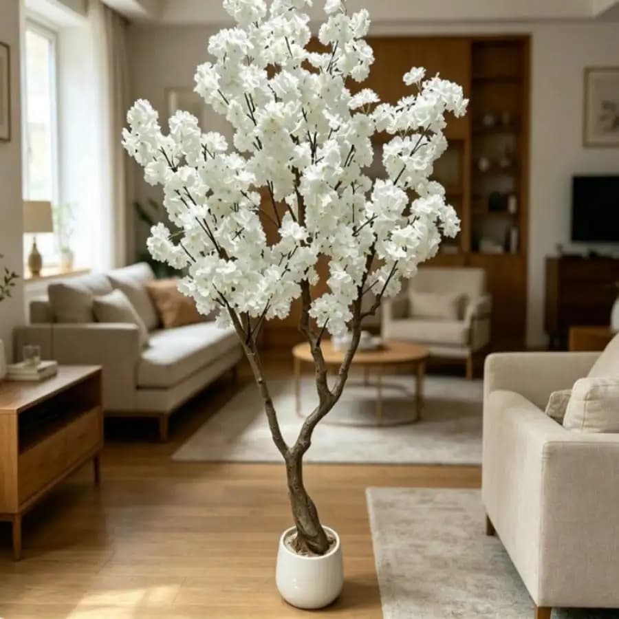 Artificial Cherry Blossom Tree 6 Feet (About 1.8 Meters) Pink: A Realistic Cherry Blossom Plant, An Artificial Tree That Is Highly Lifelike, Suitable For Decoration In Family Living Rooms, Offices, Indoor And Outdoor Gardens