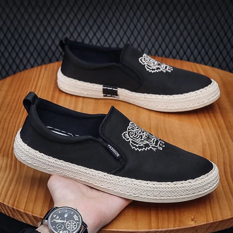 black Breathable men shoes luxury moccasins Espadrillas shoes signed slip on moccasin casual zapatillas para alpargatas hombre