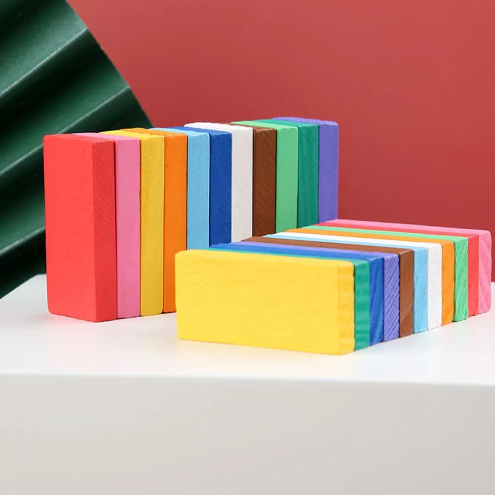Set di 120 Domino in Legno, Gioco Educativo Creativo per Bambini, Giocattolo Didattico Divertente