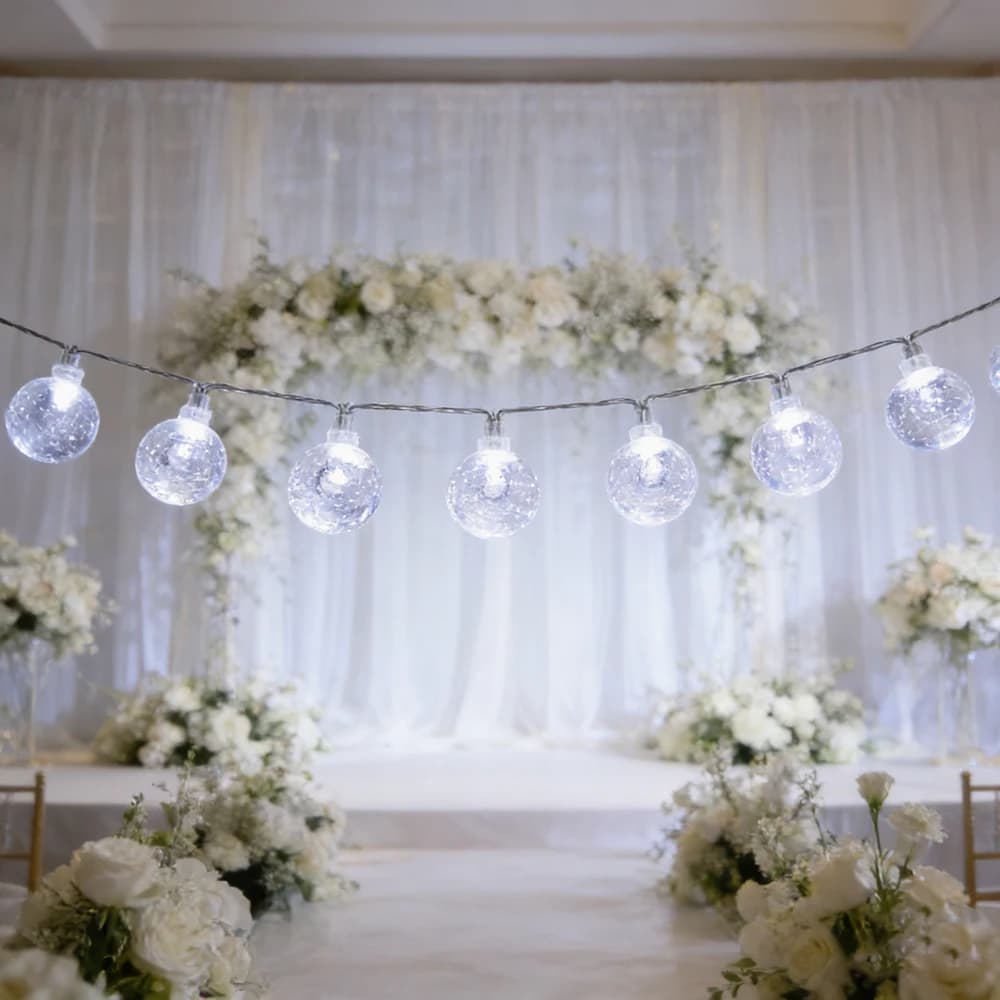 Battery Power Christmas Crystal Ball String Light Romantic Bubble Ball Fairy Light Indoor Party Wedding Birthday Home Decoration