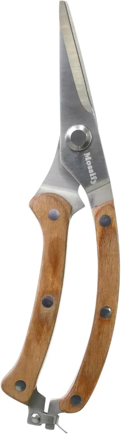 8.5 inch stainless steel pruning scissors with wooden handle – Sharp garden scissors for use with left and right hand