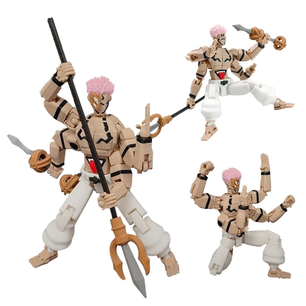Action Figure Anime JJK: Ryomen Sukuna e Yuji Itadori - Statuetta Articolata Trasformabile in PVC Stampata in 3D per Scrivania