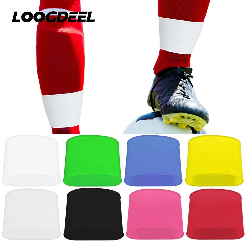 Loogdeel 2 pezzi parastinchi da calcio nastro per bendaggio fisso cinturino di fissaggio per parastinchi elastico regolabile cinturino in silicone per gamba da calcio
