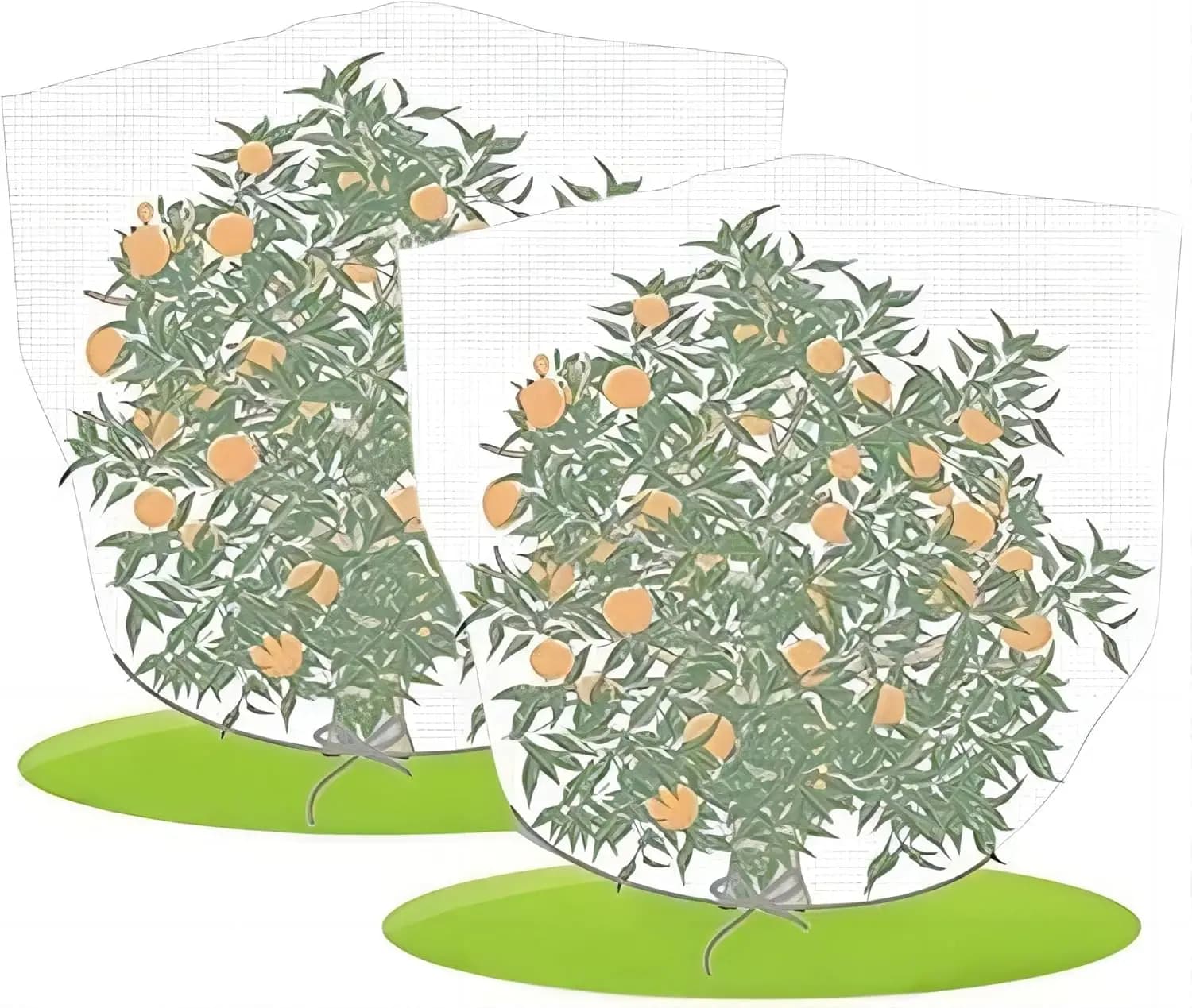 Confezione da 2 Sacchi a Rete con Coulisse per Alberi da Frutto 3.2x4.9ft - Barriera Riutilizzabile Contro Insetti e Uccelli per Ortaggi e Frutta da Giardino