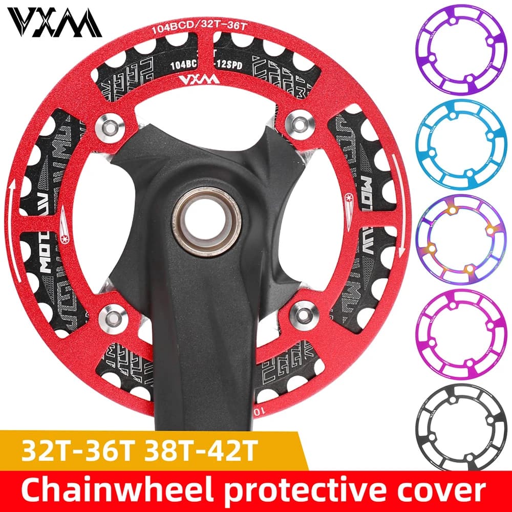 VXM Ruota dentata per bici 104BCD Protezione in lega di alluminio 32-36T/38-42T Anello per catena per bicicletta Copertura protettiva Accessori per ciclismo MTB