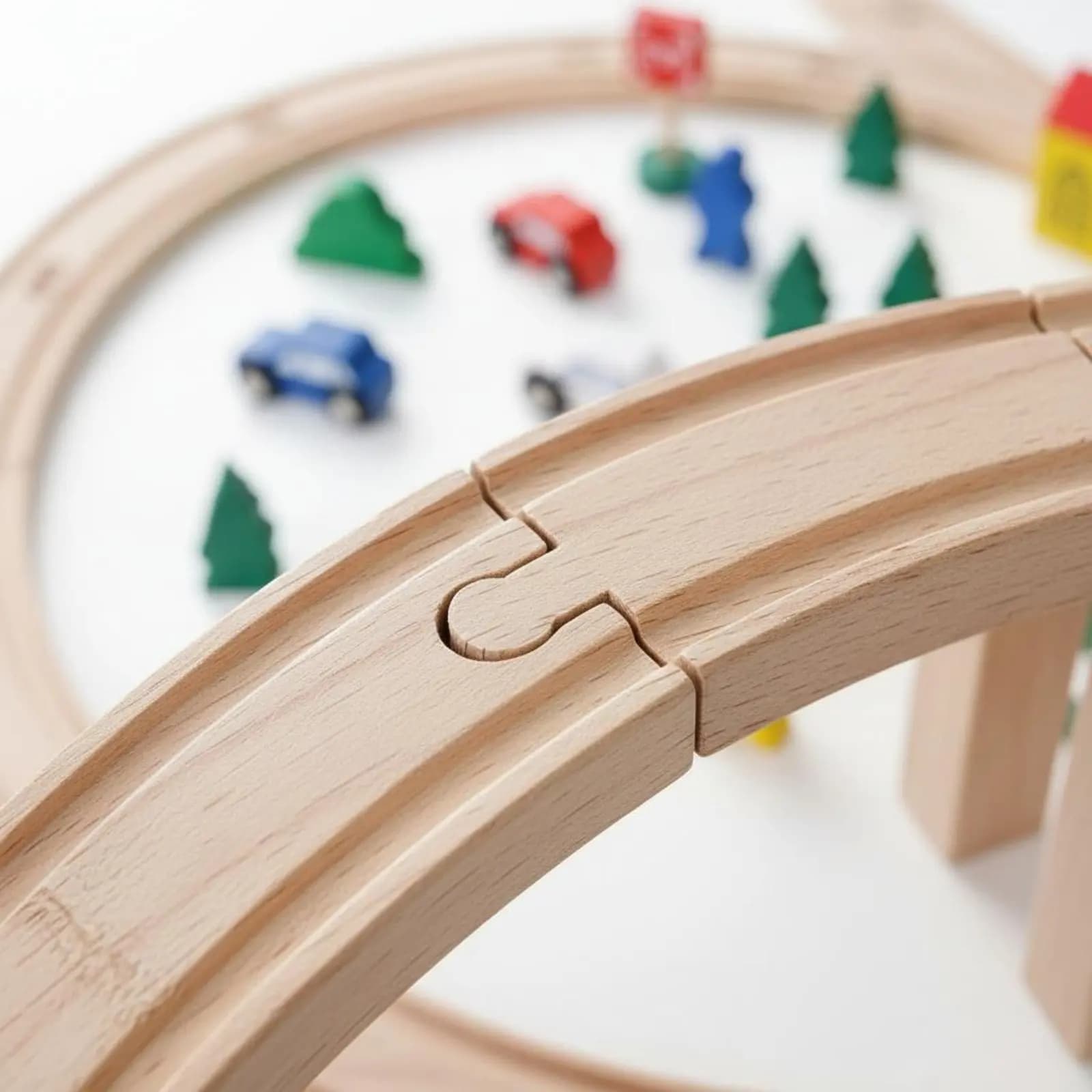 Set Treno in Legno da 100 Pezzi, Giocattolo Educativo Ferroviario, Blocchi di Costruzione in Legno per Bambini in Età Prescolare