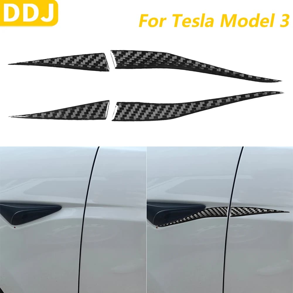 For Tesla Model 3 Highland 2023-2025 Carbon Fiber Body Photo Frame Radar Spoiler Air Knife Trim Covering Accessories Auto Sticker