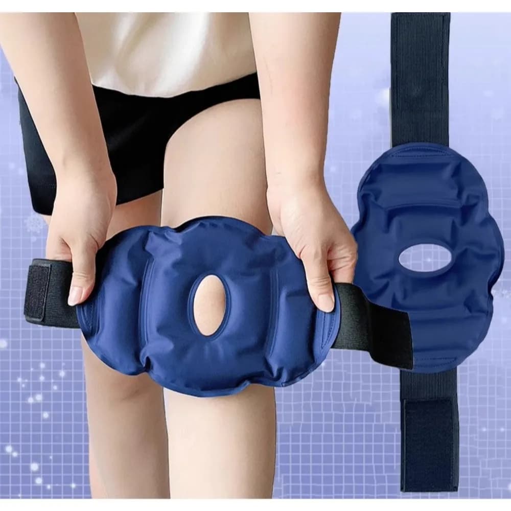 Reusable Ice Knee Compression Knee Wrapping Ice Knee Pad Adjustable Cold Compression Gel Pads for Cold Therapy to Relieve Pain Sports injuries