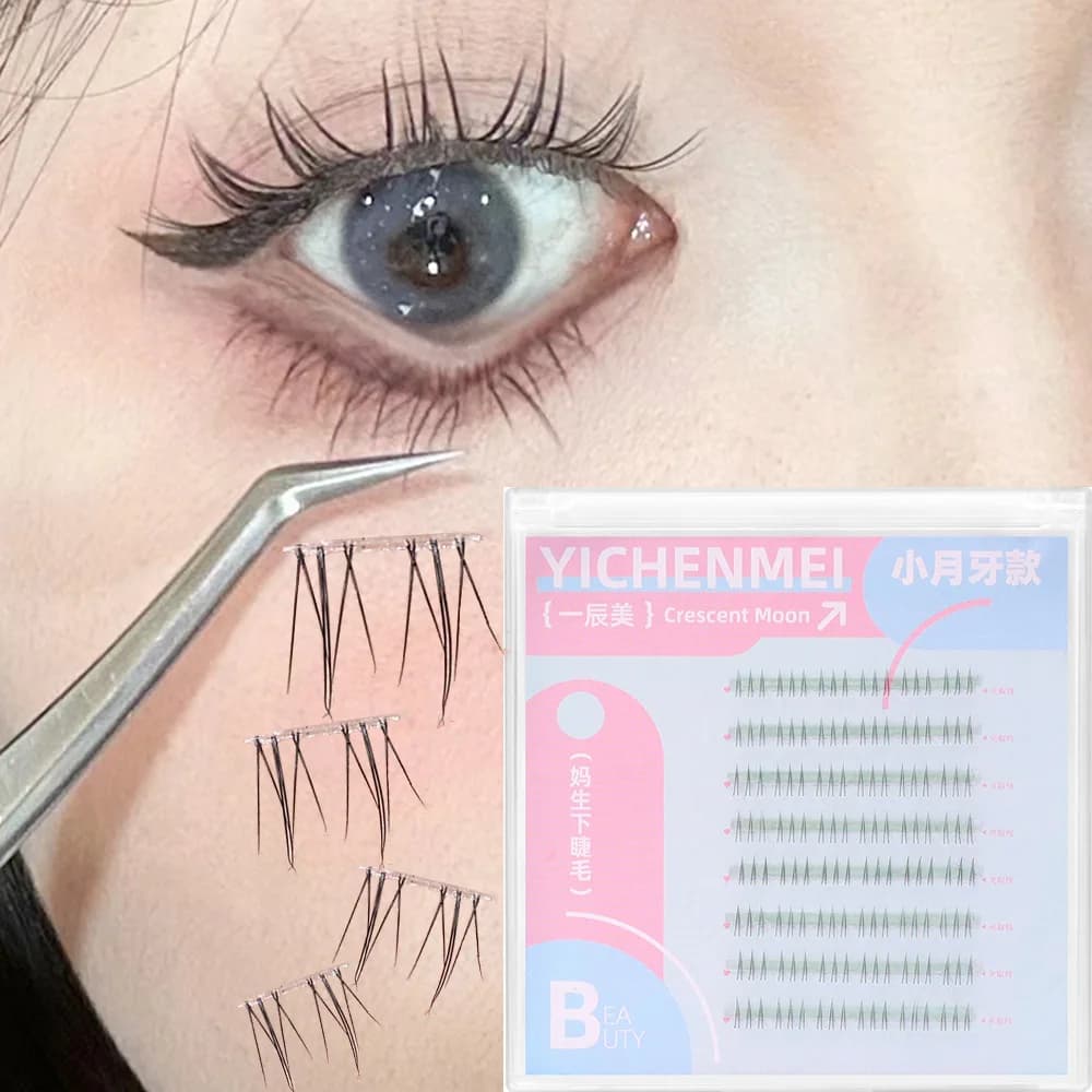 Natural Cat Ear ciglia inferiori Clear Stem Segment innesto visone C-curve Cluster False Lashe Under Lashes Extension trucco quotidiano
