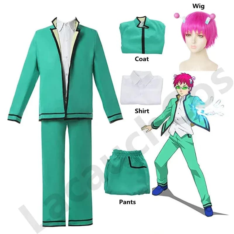 Saiki Kusuo No Psi The Disastrous Life K.-Nan Uniform Halloween Cosplay Costume Synthetic Hair Wigs Hairpins Anime NM33