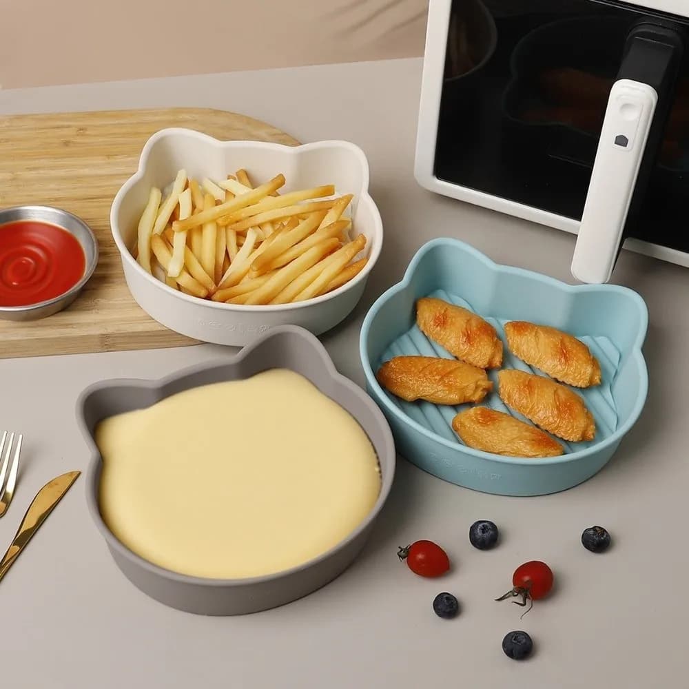 Anti-stick silicone baking tray for air fryer, heat-resistant, for oven and air fryer