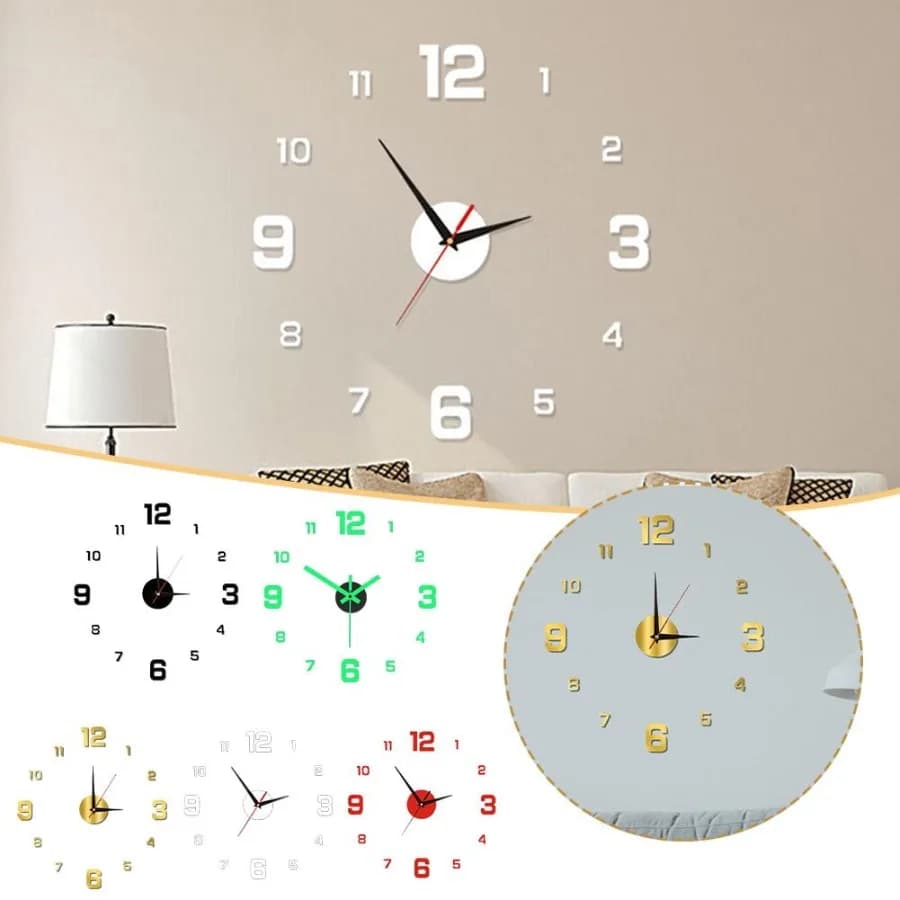Luminous Digital Clock Wall Sticker Clock Silent Wall Clock Home Decor