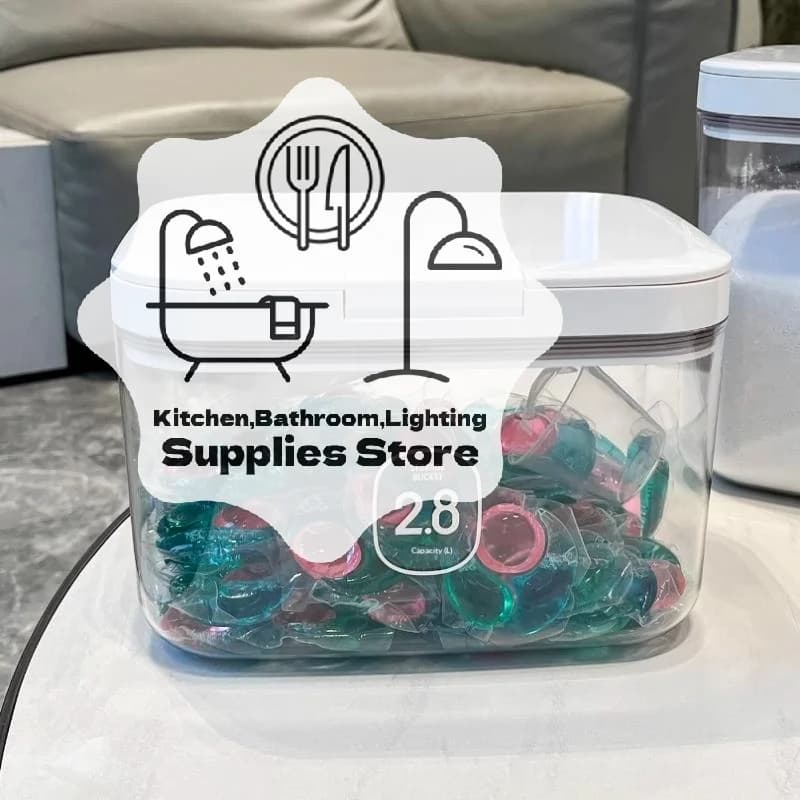 Laundry Pod Container, Laundry Pod Holder, Sealed And Automatic -Up, Large Capacity Holds Laundry Pods For Laundry Room