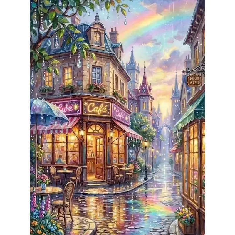 GATYZTORY Cafe Castle Picture Painting By Numbers For Adults Town Scenery Acrylic Paint Coloring On Numbers For Living Room Deco