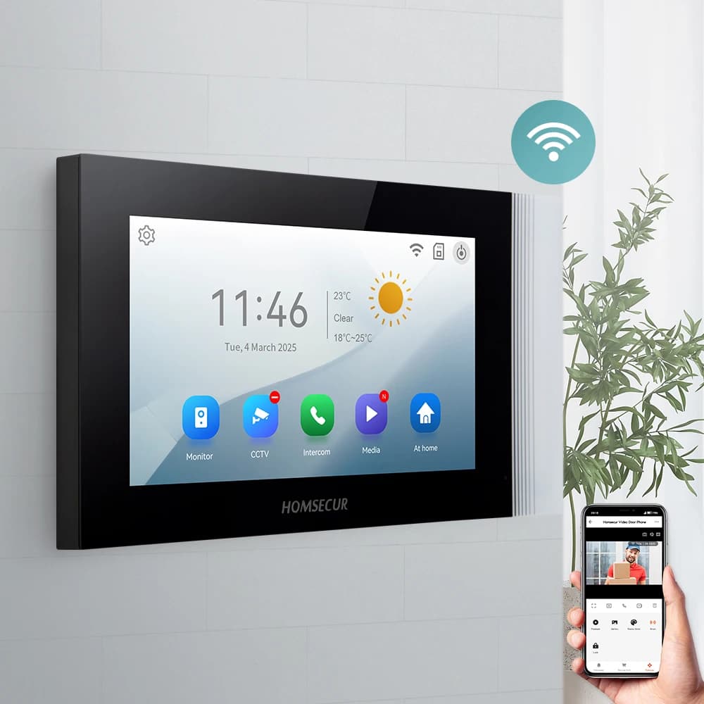 Monitor interno HOMSECUR HD XM714H per videocitofono WIFI