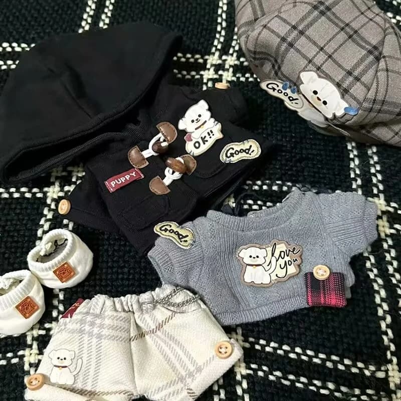 Vestiti per bambole in cotone da 20 cm, giacca, maglione, vestiti per bambole, vestiti di ricambio, set per cuccioli