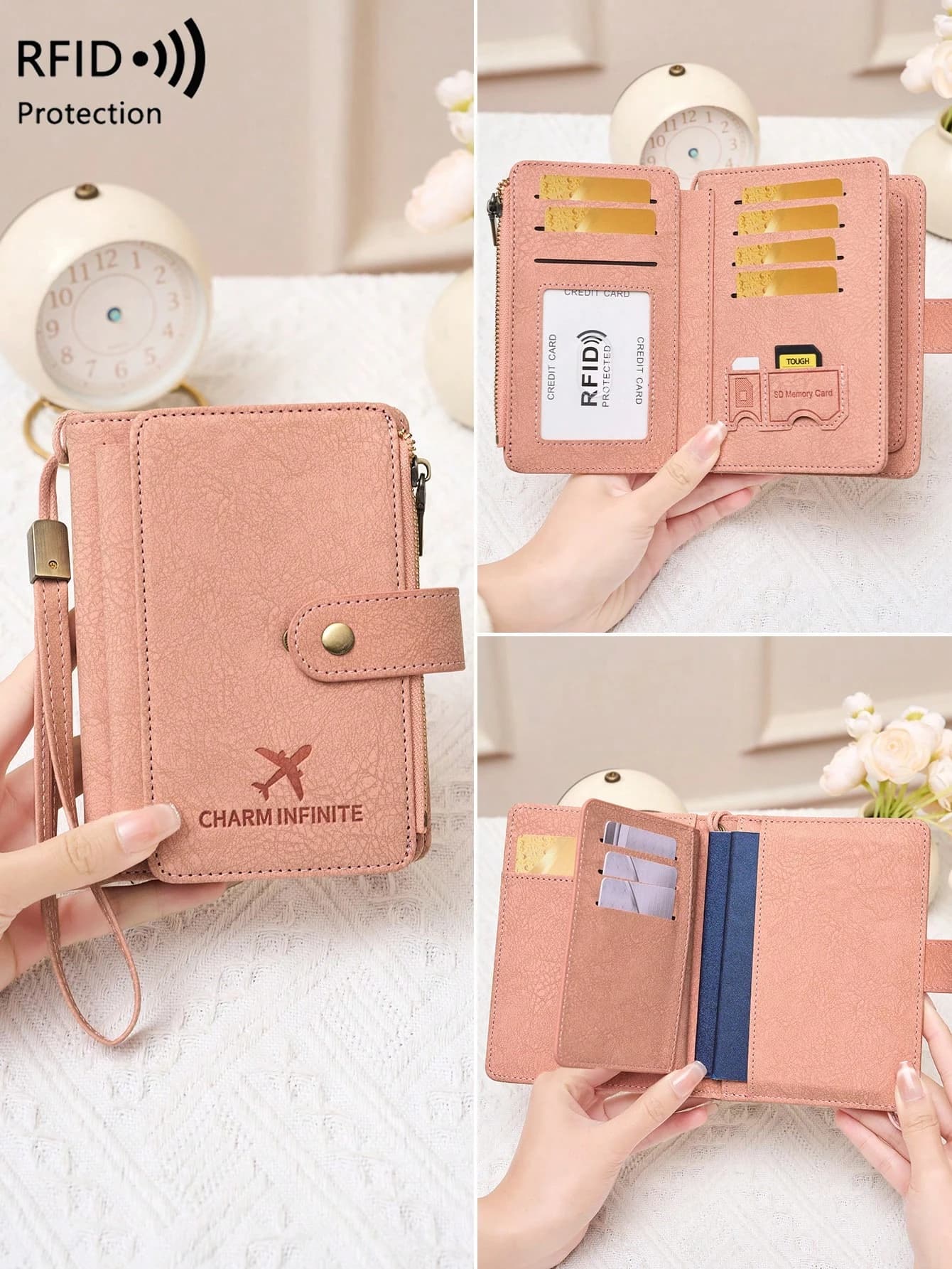 Mini Borsa Porta Passaporto con Protezione RFID, Porta Passaporto Sottile in Pelle PU, Piccolo Portafoglio da Viaggio Portatile