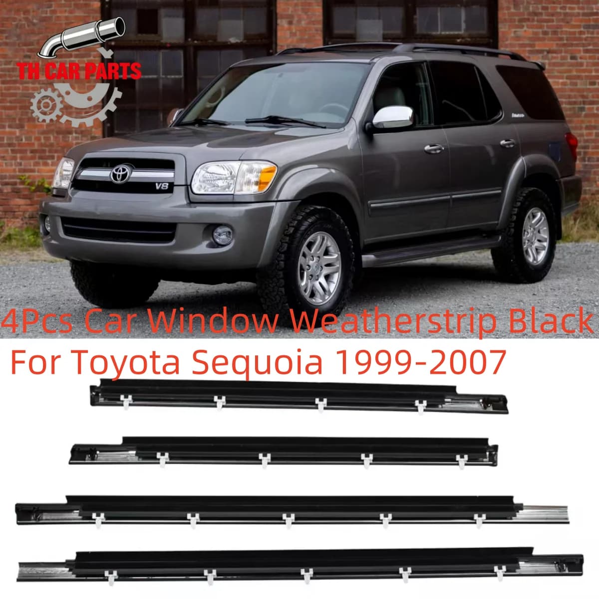 4Pcs Car Window Weatherstrip For Toyota Sequoia 1999-2007 Car Weatherstrip Window Moulding Trim 75710-0C010 75730-0C010