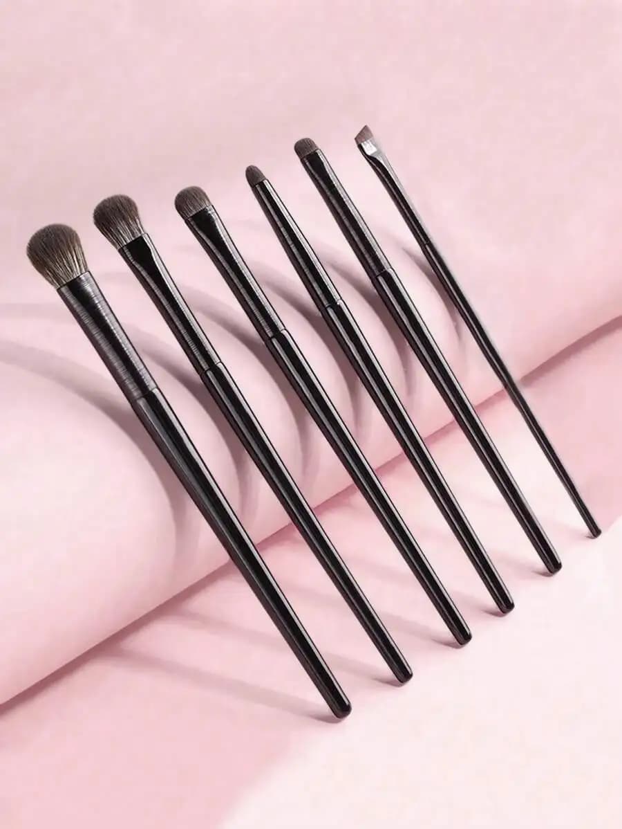 Set di pennelli per trucco a setole morbide da 6 pezzi, inclusi pennelli per ombretto, correttore, pennelli piatti, angolati, per eyeliner - Strumenti cosmetici per il trucco