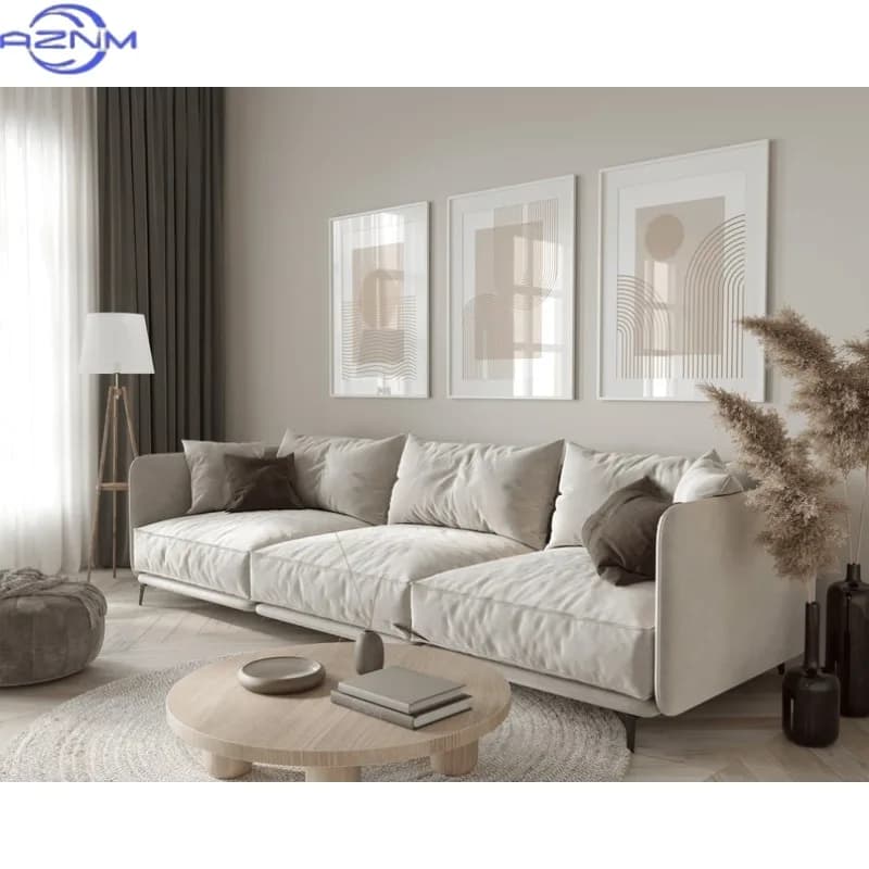 3pcs 2D Flat Frameless Canvas Painting Beige Arch Set: Minimalist Geometric Posters