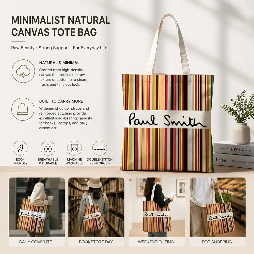 Borse portaoggetti Fashion P-PPPaul SmithSS in tela di cotone ecologica, leggere e pieghevoli per viaggi, lavoro, shopping, spiaggia, palestra
