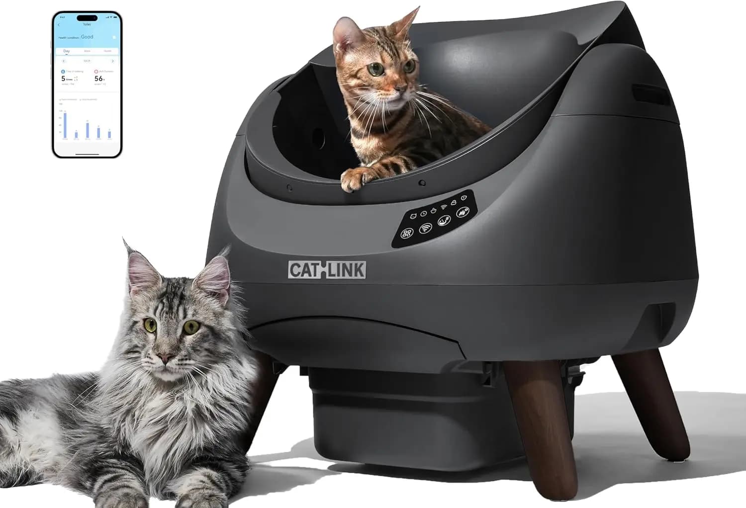 Lettiera per Gatti Autopulente Open-X, WiFi 5G e 2.4G, Lettiera Automatica Sicura Anti-Pizzicamento con Parte Superiore Aperta, Analisi Rifiuti AI e Monitoraggio Salute