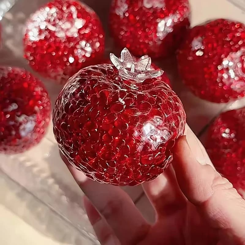 Squishy Pomegranate Stress Relief Squeeze Ball Funny Fidget Toy Anti-Anxiety Gift Kids Adults Holiday Party