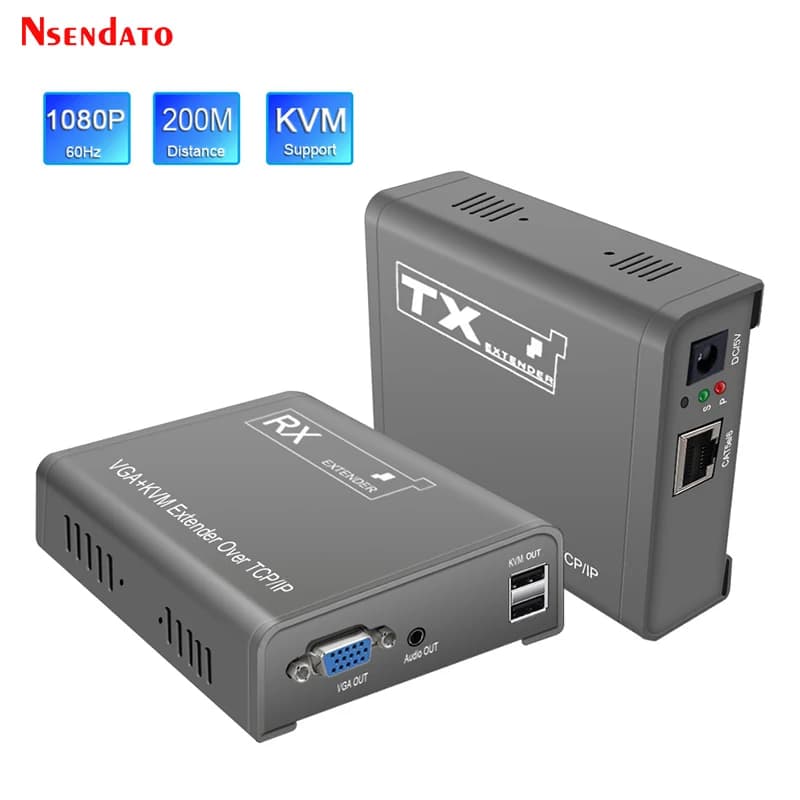 Extender KVM VGA RJ45 1080P 200m su IP CAT6, Cavo di Estensione Ethernet RJ45, Switch Extender KVM VGA per Mouse e Tastiera