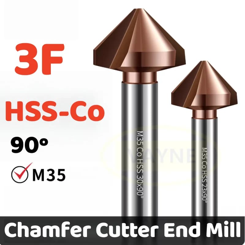 Fresa a svasare HSS-Co M35, set di punte per svasatura in acciaio e legno, 4.5-60mm, 3 lame, 90 gradi, 1 pz.