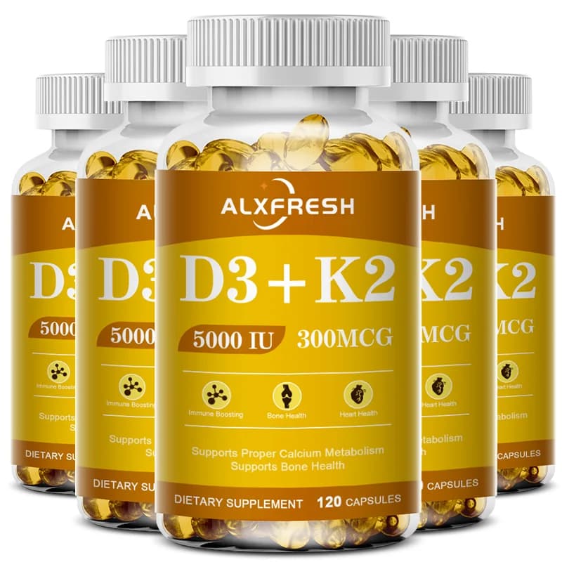 Alxfresh Vitamin D3K2 Capsules, calcium absorption, bone and joint immune system support, collagen increase, skin health supplement