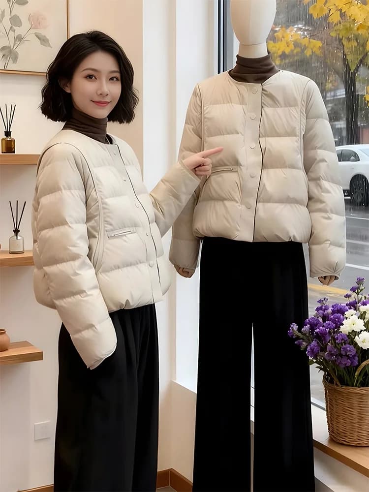 Short Lightweight Fluffy Cotton Jacket Women's Winter New Style Popular Bread Style Thick Outerwear Warm Commute Style Korean...