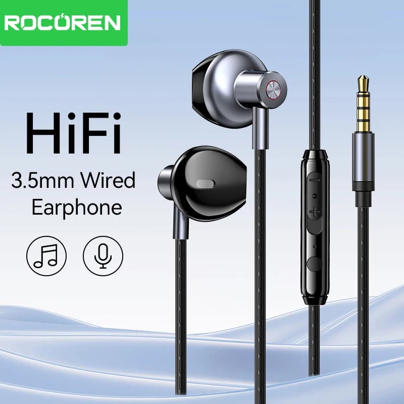 Rocoren 3.5mm Aux Wired Cuffia In Ear Jack Auricolare con microfono per Samsung telefono Computer PC Tablet Auricolare Auricolare