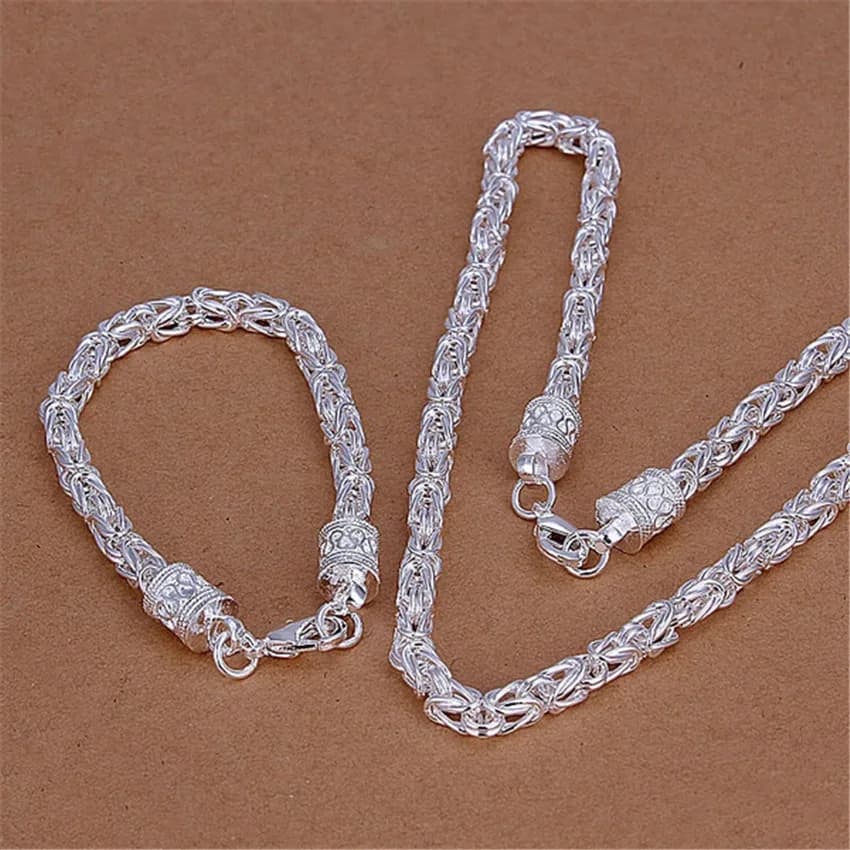 Set di gioielli con bracciali a catena con drago circolare in argento sterling 925 da 5 mm per uomo e donna, regalo caldo per matrimoni, feste di moda